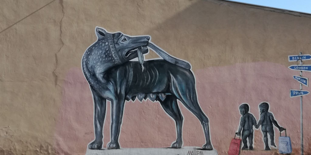 murale di lupa e i due gemelli 