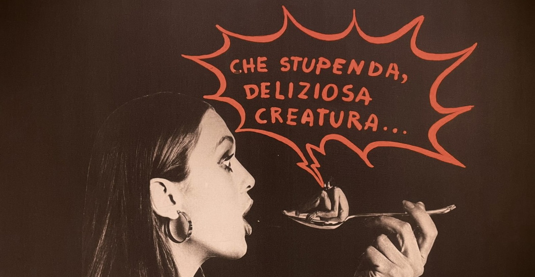 Lucia Marcucci, “Che stupenda…”, 1972, acrilico su tela emulsionata, 81 x 130 cm. Prato, Collezione Carlo Palli